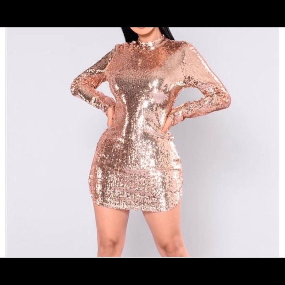 Open back rose gold sequence Dress